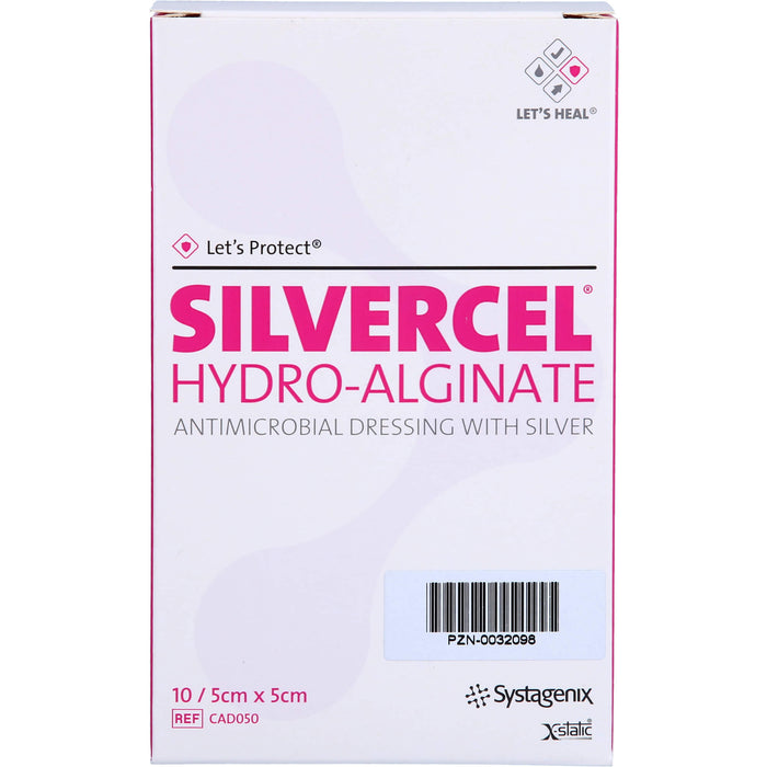 SILVERCEL Hydroalginat antibakterieller Verband mit Silber 5 cm x 5 cm, 10 pcs. dressing