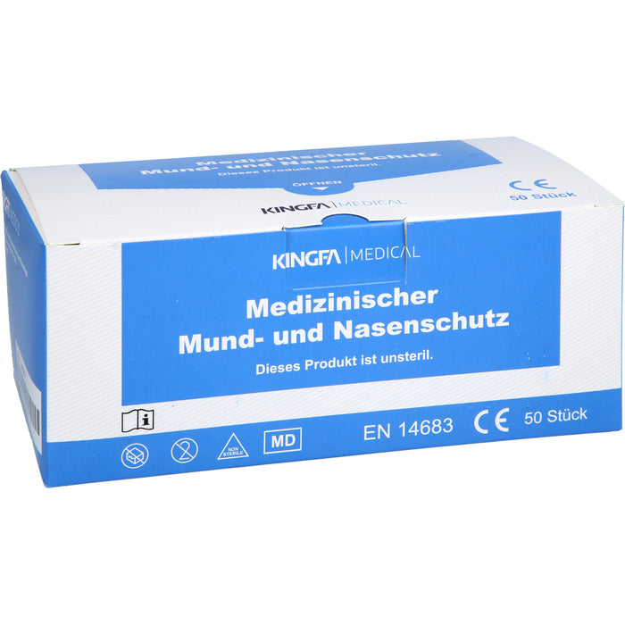 FRANK Mundschutz mit Gummiband und Nasenbügel blau, 50 pcs. Mouthguard