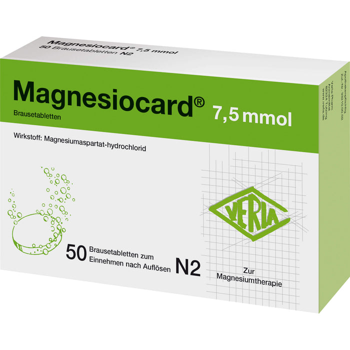 VERLA Magnesiocard 7,5 mmol Brausetabletten, 50 pcs. Effervescent tablets