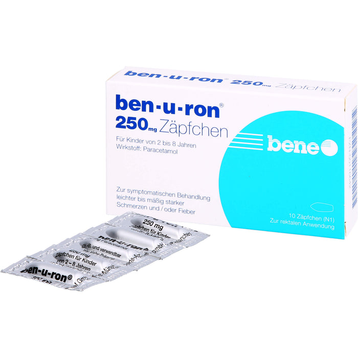 ben-u-ron 250 mg Zäpfchen bei Schmerzen und Fieber, 10 pcs. Suppositories