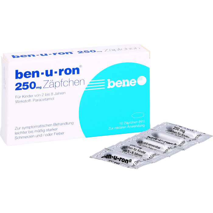 ben-u-ron 250 mg Zäpfchen bei Schmerzen und Fieber, 10 pc Suppositoires