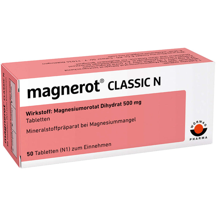 magnerot Classic N Tabletten bei Magnesiummangel, 50 pcs. Tablets