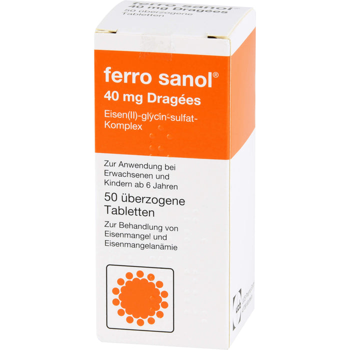 ferro sanol Dragées überzogene Tabletten zur Behandlung von Eisenmangel und Eisenmangelanämie, 50 St. Tabletten