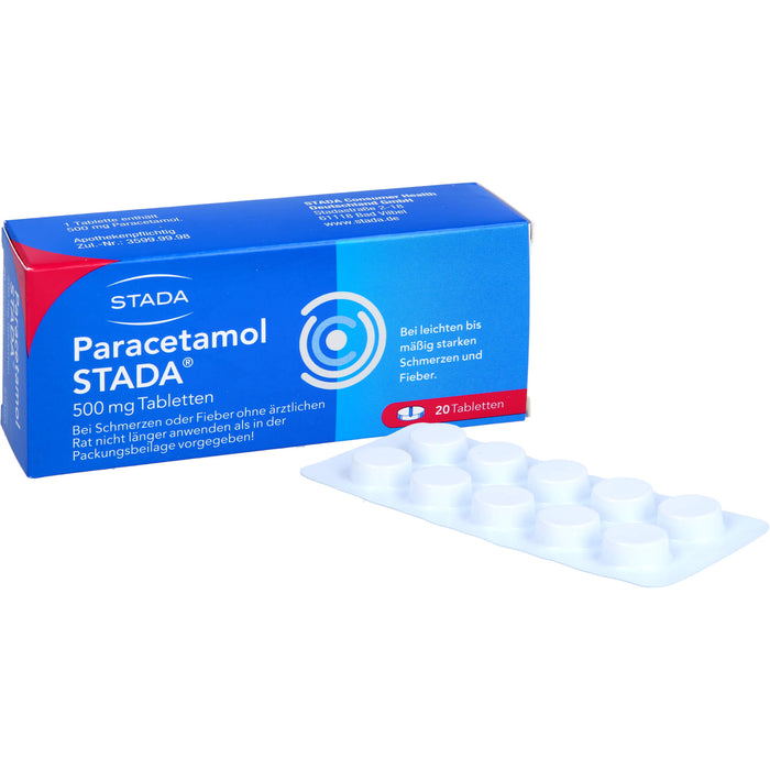 Paracetamol STADA 500 mg Tabletten bei Schmerzen und Fieber, 20 pc Tablettes