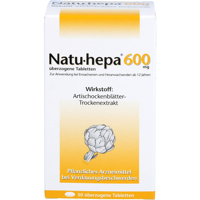 Natu-hepa 600 mg Tabletten bei Verdauungsbeschwerden, 50 pc Tablettes