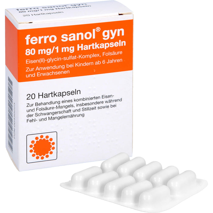 ferro sanol gyn Kapseln bei Eisen- und Folsäuremangel, 20 pc Capsules