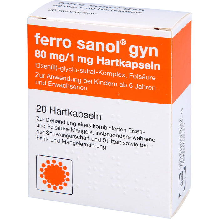 ferro sanol gyn Kapseln bei Eisen- und Folsäuremangel, 20 St. Kapseln