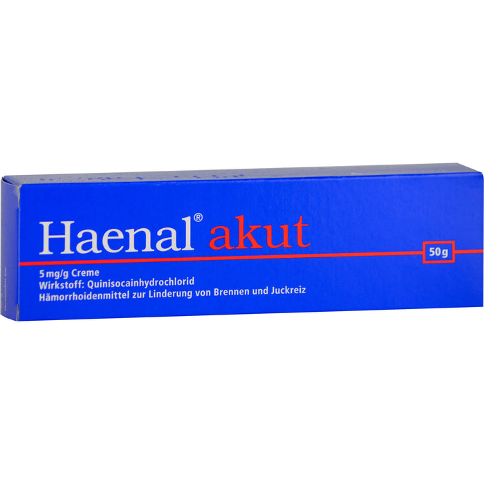 Haenal akut Creme Hämorrhoidenmittel  zur Linderung von Brennen und Juckreiz, 50 g Creme