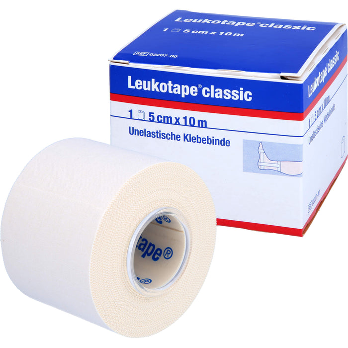 Leukotape classic 5 cm x 10 m weiß unelastische Klebebinde, 1 pcs. Bandage