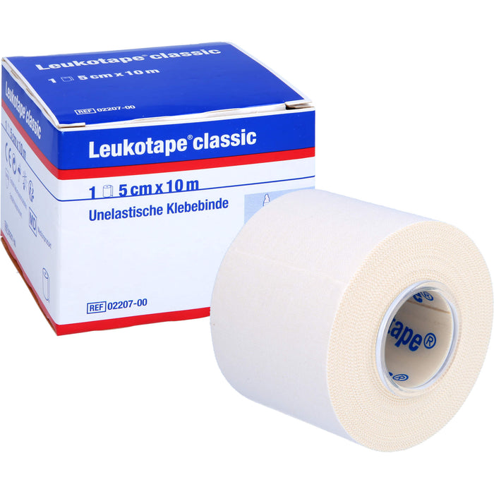 Leukotape classic 5 cm x 10 m weiß unelastische Klebebinde, 1 St. Binde