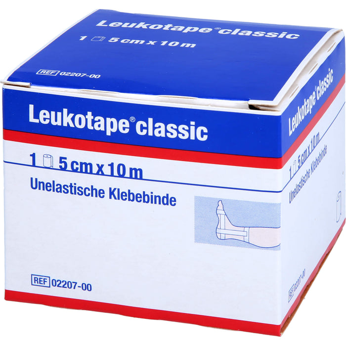 Leukotape classic 5 cm x 10 m weiß unelastische Klebebinde, 1 pcs. Bandage