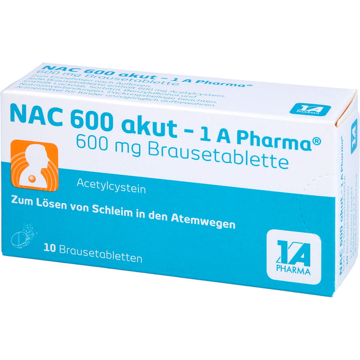 NAC 600 akut - 1 A Pharma, 10 pc Tablettes