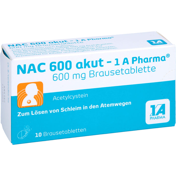 NAC 600 akut - 1 A Pharma, 10 pc Tablettes