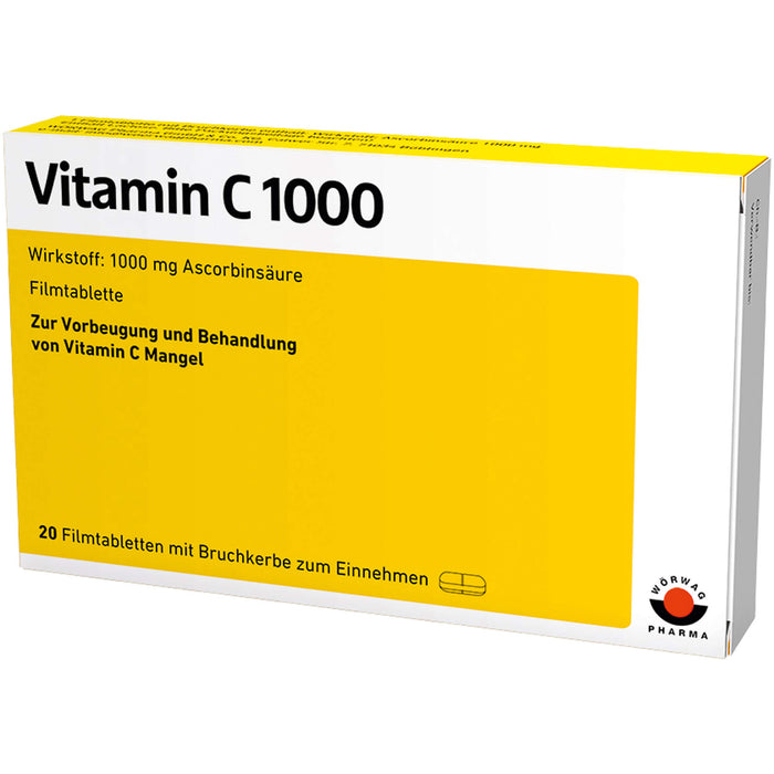 WÖRWAG Pharma Vitamin C 1000 Filmtabletten, 20 pc Tablettes