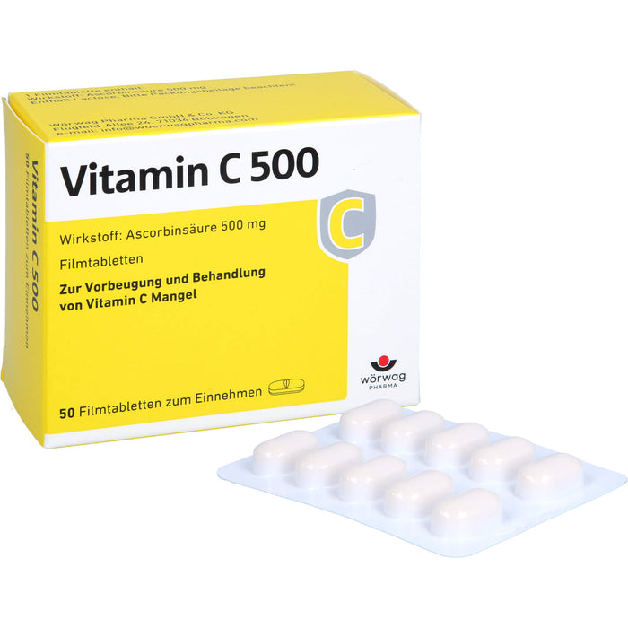 Vitamin C 500 Filmtabletten, 50 pc Tablettes