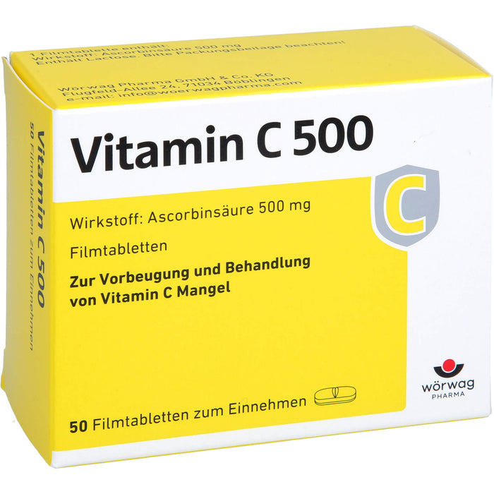 Vitamin C 500 Filmtabletten, 50 pc Tablettes