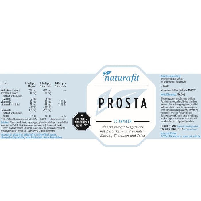 naturafit Prosta Kapseln, 75 pcs. Capsules