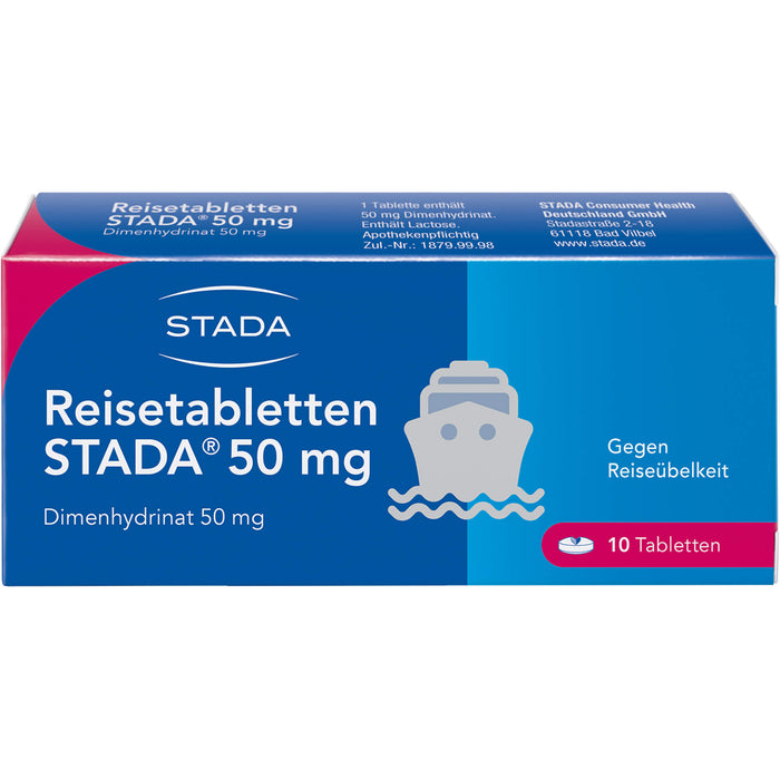 Reisetabletten STADA 50 mg Tabletten gegen Reiseübelkeit, 10 pc Tablettes