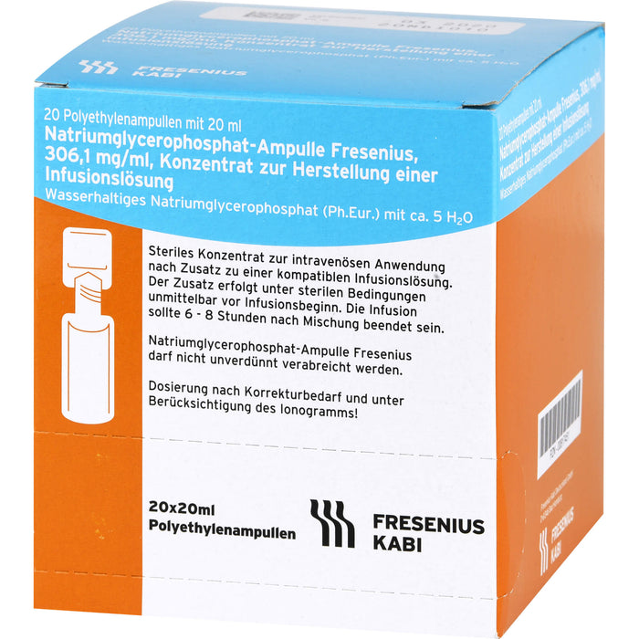 Natriumglycerophosphat-Ampulle Fresenius, 306,1 mg/ml, Konzentrat zur Herstellung einer Infusionslösung, 20 ml, 20X20 ml IFK