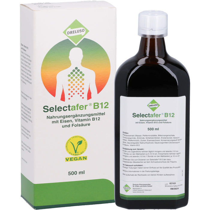 Selectafer B12 Liquidum mit Eisen, Vitamin B12 und Folsäure, 500 ml Solution