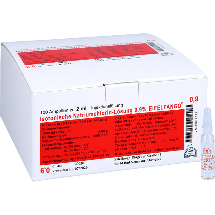 Isotonische Natriumchlorid-Lösung 0,9 % EIFELFANGO, Ampullen 2 ml, 100X2 ml ILO