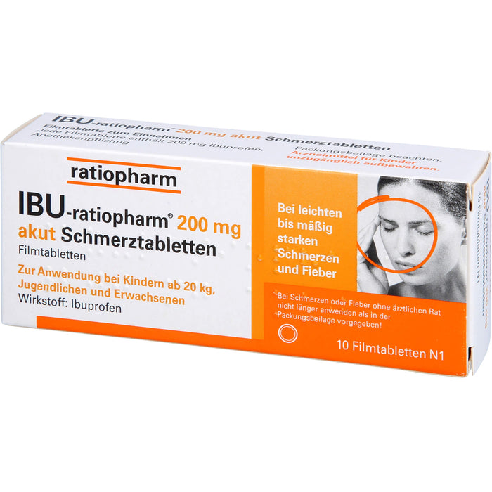 IBU-ratiopharm 200 mg akut Schmerztabletten Filmtabletten, 10 pc Tablettes