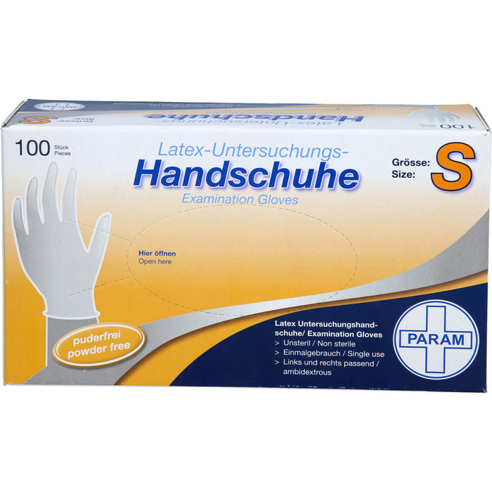 PARAM Latex-Untersuchungs-Handschuhe puderfrei Größe S, 100 pcs. Gloves