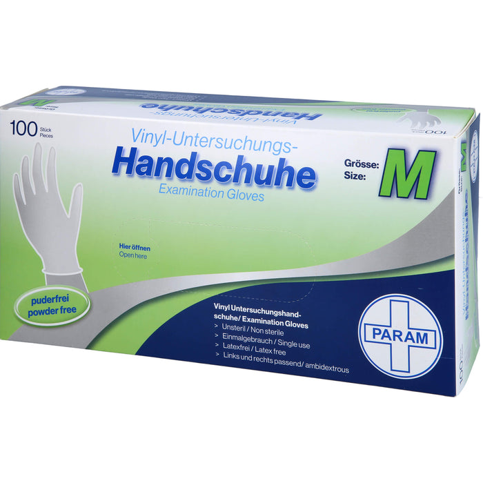 PARAM Einmal Handschuhe Vinyl puderfrei M, 100 pcs. Gloves