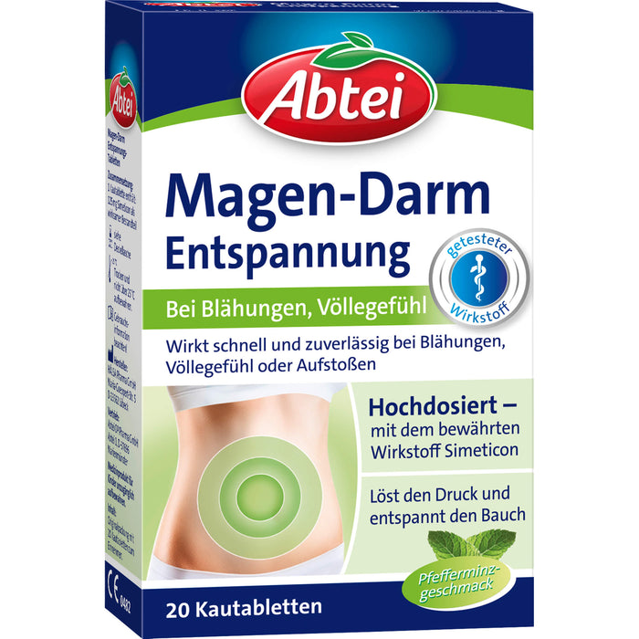 Abtei Magen-Darm-Entspannungstabletten bei Blähungen und Völlegefühl, 20 pc Tablettes