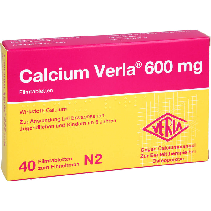 Calcium Verla 600 mg Filmtabletten, 40 pc Tablettes