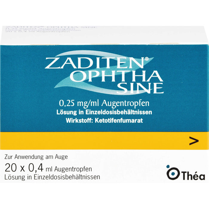 Zaditen ophta sine 0,25 mg/ml Lösung Antiallergikum zur Anwendung am Auge, 20 pcs. Single-dose pipettes