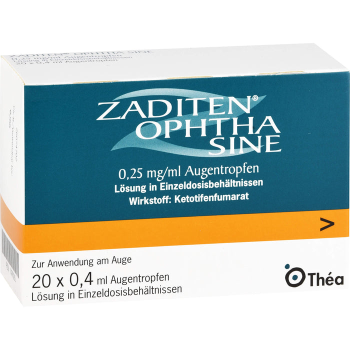Zaditen ophta sine 0,25 mg/ml Lösung Antiallergikum zur Anwendung am Auge, 20 pcs. Single-dose pipettes