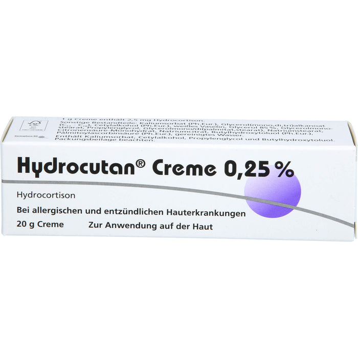 Hydrocutan Creme 0,25 % bei allergischen und entzündlichen Hauterkrankungen, 20 g Cream