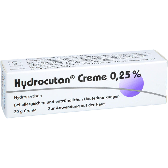 Hydrocutan Creme 0,25 % bei allergischen und entzündlichen Hauterkrankungen, 20 g Cream