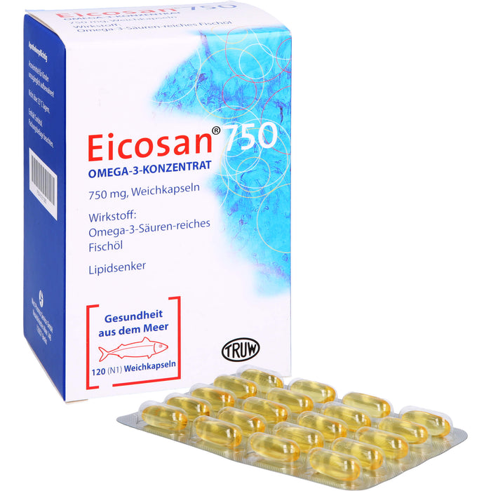 Eicosan 750 Omega-3-Konzentrat Weichkapseln Lipidsenker, 120 pc Capsules