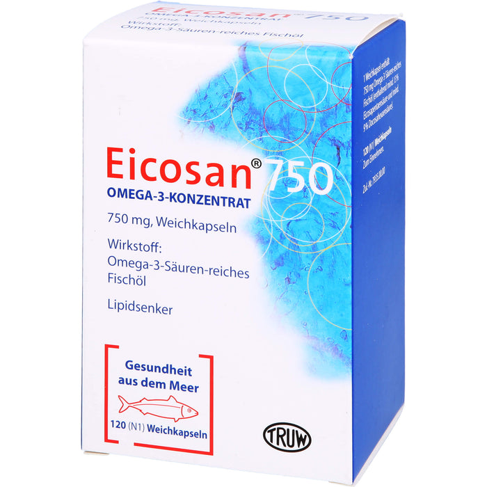 Eicosan 750 Omega-3-Konzentrat Weichkapseln Lipidsenker, 120 St. Kapseln