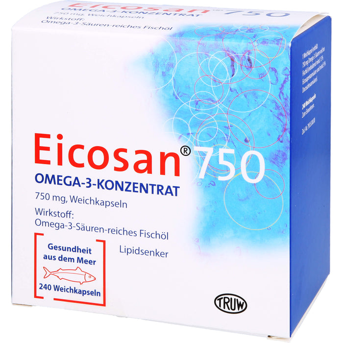 Eicosan 750 Omega-3-Konzentrat Weichkapseln Lipidsenker, 240 pcs. Capsules