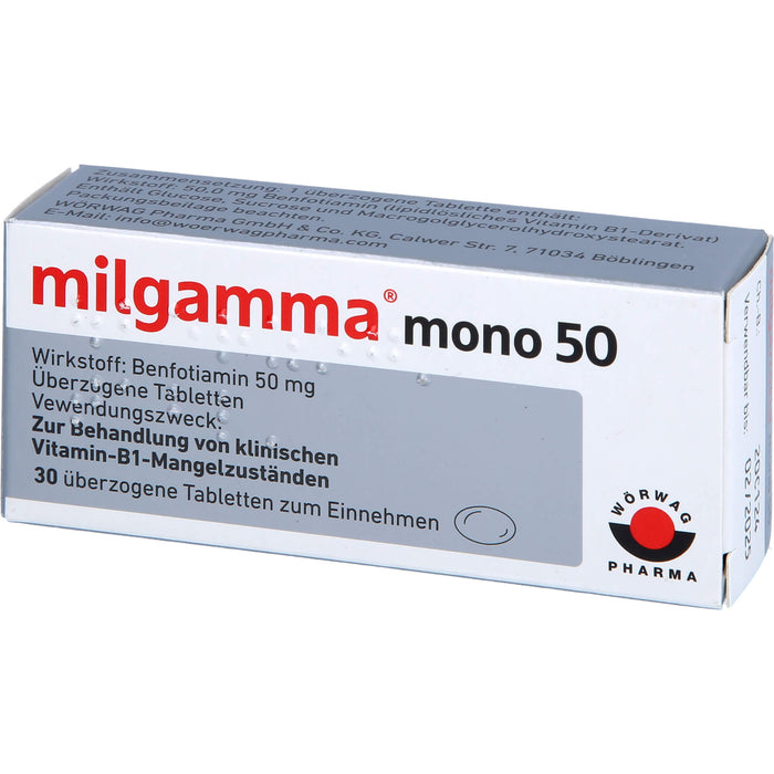 milgamma mono 50 Tabletten bei Vitamin-B1-Mangelzuständen, 30 pcs. Tablets