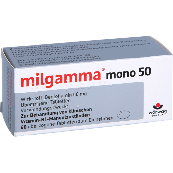 milgamma mono 50 Tabletten bei Vitamin-B1-Mangelzuständen, 60 pc Tablettes