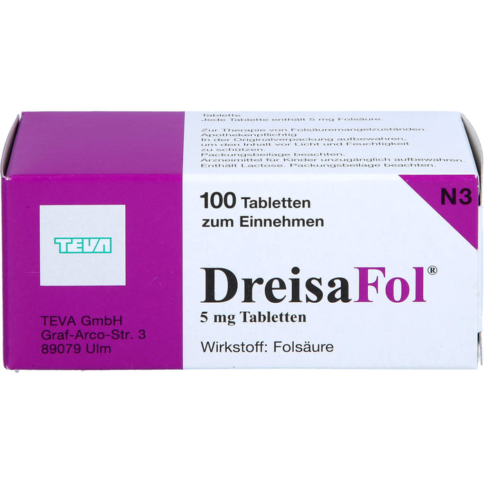 DreisaFol Tabletten bei Folsäuremangelzuständen, 100 pc Tablettes