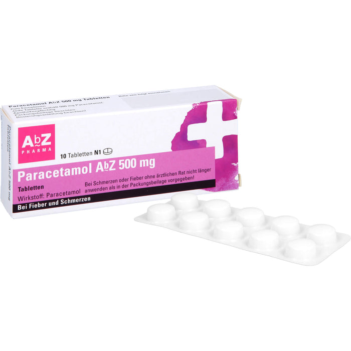 Paracetamol AbZ 500 mg Tabletten bei Fieber und Schmerzen, 10 St. Tabletten