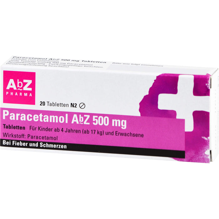 Paracetamol AbZ 500 mg Tabletten bei Fieber und Schmerzen, 20 St. Tabletten