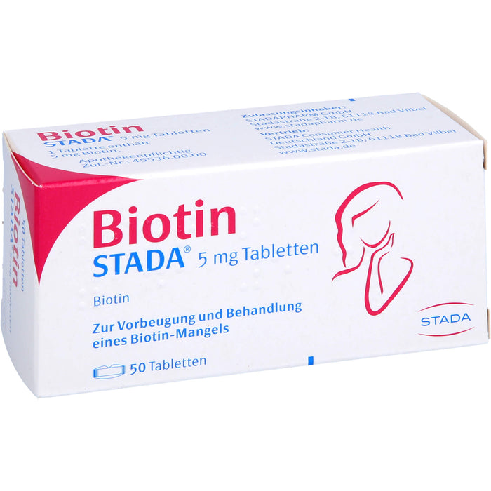 STADA Biotin Tabletten zur Vorbeugung und Behandlung eines Biotin-Mangels, 50 St. Tabletten