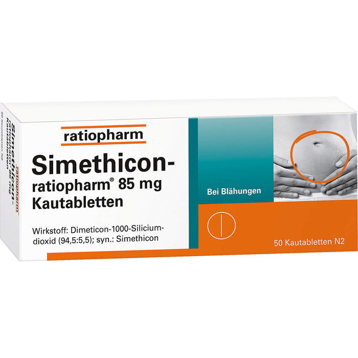 Simethicon-ratiopharm 85 mg Kautabletten bei Blähungen, 50 pcs. Tablets