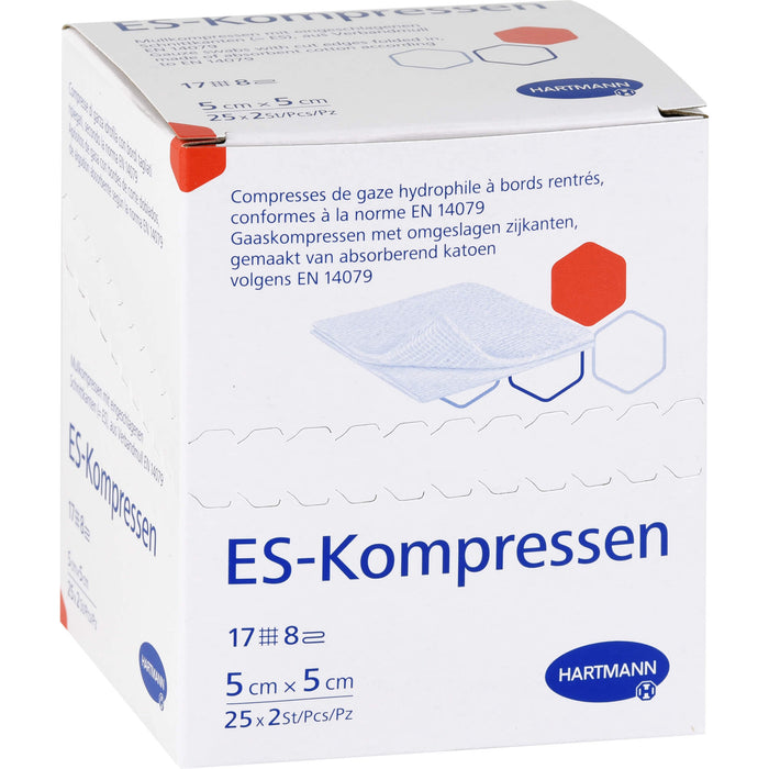 HARTMANN ES-Kompressen steril 5 cm x 5 cm Mullkompressen, 50 pcs. Compresses