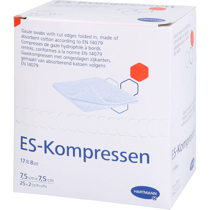 HARTMANN ES-Kompressen 7,5 cm x 7,5 cm steril, 50 pcs. Compresses