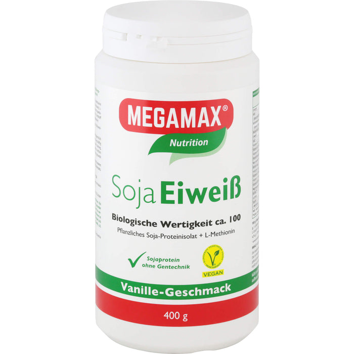 MEGAMAX Nutrition Soja Eiweiß Pulver Vanille-Geschmack, 400 g Pulver