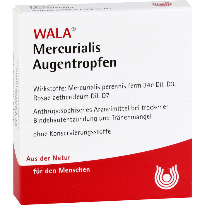 WALA Mercurialis Augentropfen bei trockener Bindehautentzündung und Tränenmangel, 5 pc Solution