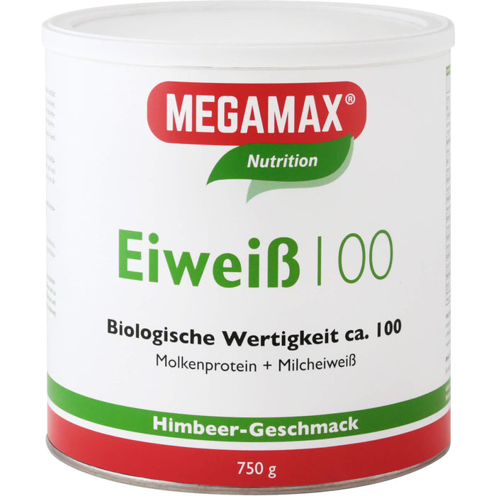 MEGAMAX Nutrition Eiweiß 100 Pulver Himbeer-Geschmack, 750 g Poudre