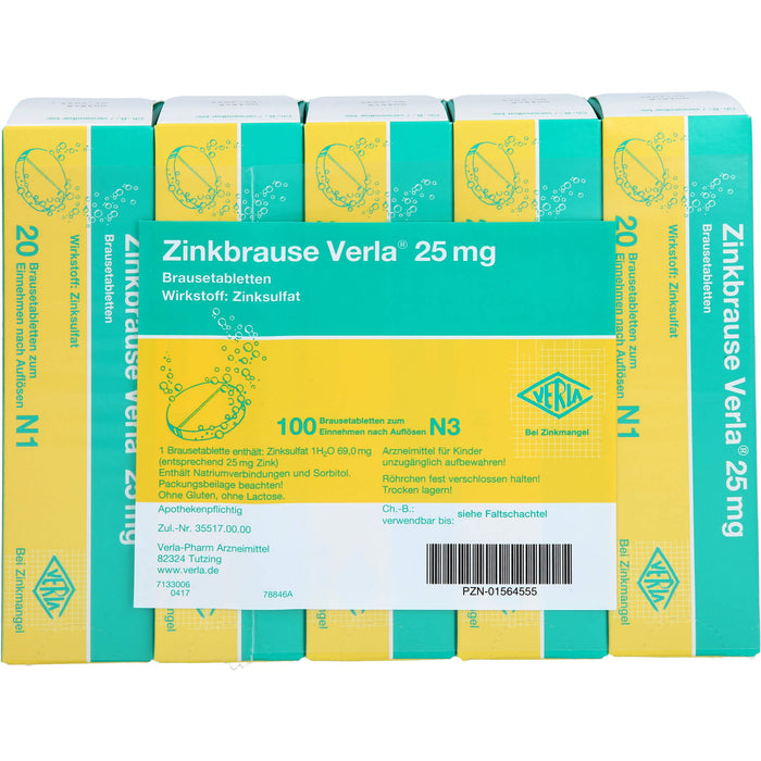 Zinkbrause Verla 25 mg Brausetabletten bei Zinkmangel, 100 St. Tabletten